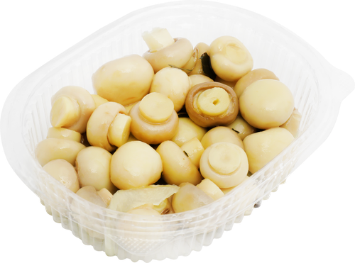 Шампиньоны маринованные БЕЛОРУЧКА, весовые, крупный план