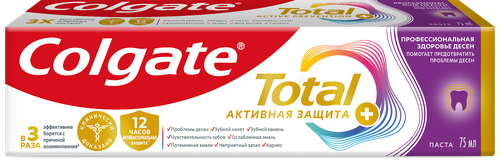 Зубная паста COLGATE Total 12 Профессиональная Здоровье десен с цинком и аргинином, с антибактериальной защитой всей полости рта в течение 12 часов, 75мл, детальное фото