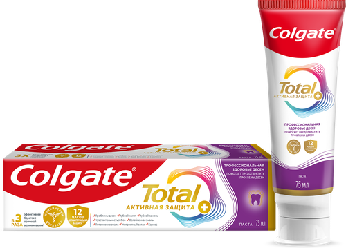 Зубная паста COLGATE Total 12 Профессиональная Здоровье десен с цинком и аргинином, с антибактериальной защитой всей полости рта в течение 12 часов, 75мл, изображение