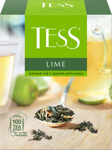Чай зеленый TESS Lime с цедрой цитрусовых и ароматом лайма, 100пак, изображение