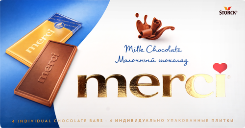 Шоколад молочный MERCI, 100г, вид