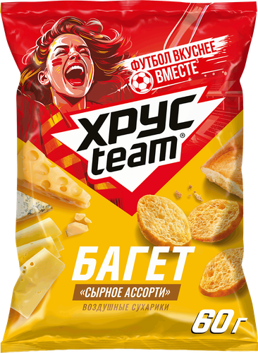 Сухарики ХРУСTEAM багет Сырное ассорти, 60г, фото