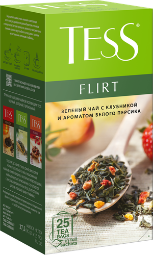 Чай зеленый TESS Flirt с кусочками персика и клубники, 25пак, фото
