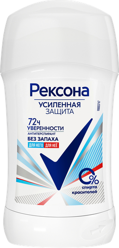 Антиперспирант-стик женский РЕКСОНА Чистая защита, без запаха, 40мл, детальное фото