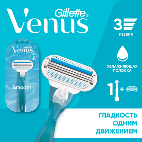 Бритва женская GILLETTE Venus Smooth, с 1 сменной кассетой, крупный план