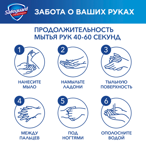 Жидкое мыло SAFEGUARD Классическое ослепительно белое, 225мл, крупный план