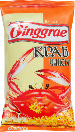 Чипсы хрустящие БИНГРЭ Краб, 80г, фото