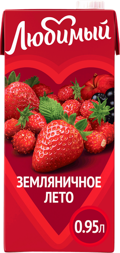 Напиток сокосодержащий ЛЮБИМЫЙ Яблоко, черноплодная рябина, клубника, земляника, 0.95л, фото