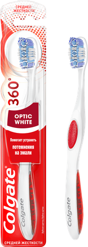 Зубная щетка COLGATE 360 Optic White отбеливающая, средней жесткости, детальное фото
