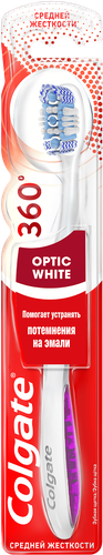 Зубная щетка COLGATE 360 Optic White отбеливающая, средней жесткости, картинка