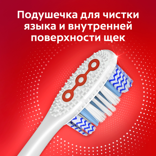 Зубная щетка COLGATE 360 Optic White отбеливающая, средней жесткости, крупный план