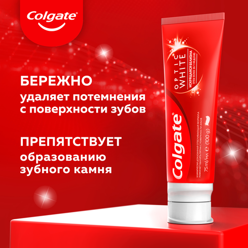 Зубная паста COLGATE Optic White Искрящаяся мята отбеливающая, 75мл, картинка