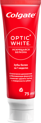 Зубная паста COLGATE Optic White Искрящаяся мята отбеливающая, 75мл, изображение