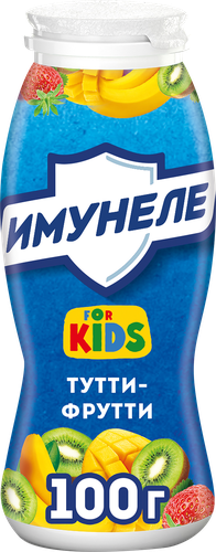 Напиток кисломолочный ИМУНЕЛЕ For Kids Тутти-фрутти 1,5%, без змж, 100г, детальное фото
