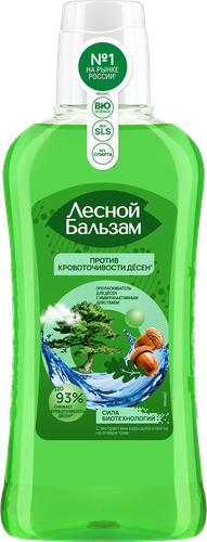 Ополаскиватель для десен ЛЕСНОЙ БАЛЬЗАМ с экстрактом коры дуба и пихты на отваре трав, при кровоточивости, 400мл, фотография