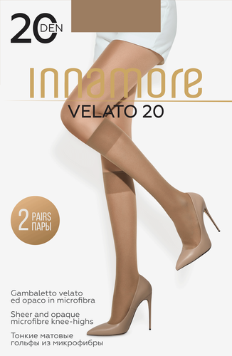 Гольфы женские INNAMORE Velato 20 den, daino, 2пары, детальное фото