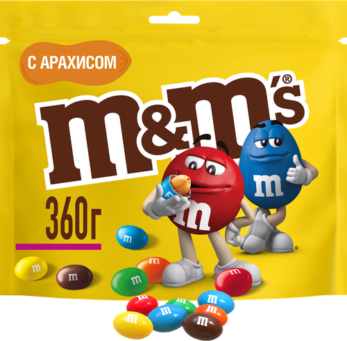 Драже M&M'S С арахисом, 360г, крупный план