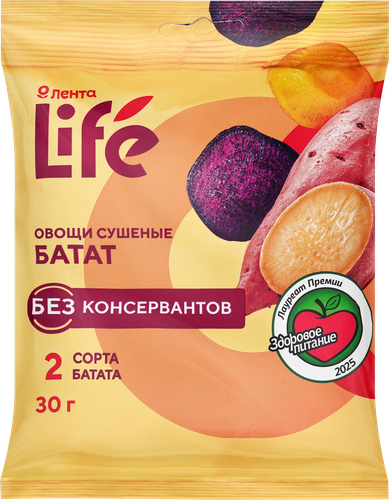 Батат ЛЕНТА LIFE сушеный с добавлением масла, вид