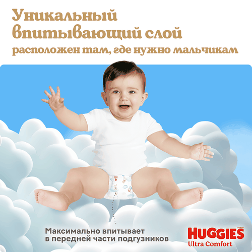 Подгузники для мальчиков HUGGIES Ultra Comfort 5 12–22кг, 56шт, картинка
