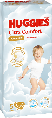 Подгузники для мальчиков HUGGIES Ultra Comfort 5 12–22кг, 56шт, картинка