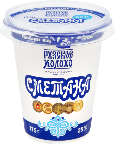Сметана РУЗСКИЙ Рузская 25%, без змж, 175г, вид