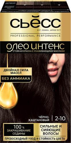Краска для волос СЬЁСС Oleo Intense 2–10 Черно-каштановый, 115мл, детальное фото