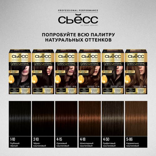 Краска для волос СЬЁСС Oleo Intense 5–86 Карамельный каштановый, 115мл, крупный план