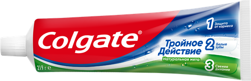 Зубная паста COLGATE Тройное действие Натуральная мята для защиты от кариеса, удаления потемнений с зубов и свежего дыхания, 150мл, вид