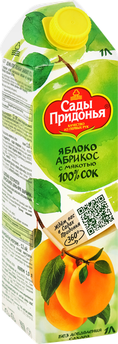 Сок САДЫ ПРИДОНЬЯ Яблоко, абрикос с мякотью восстановленный, 1л, детальное фото