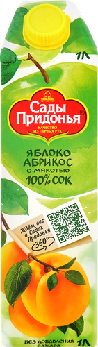 Сок САДЫ ПРИДОНЬЯ Яблоко, абрикос с мякотью восстановленный, 1л, фото