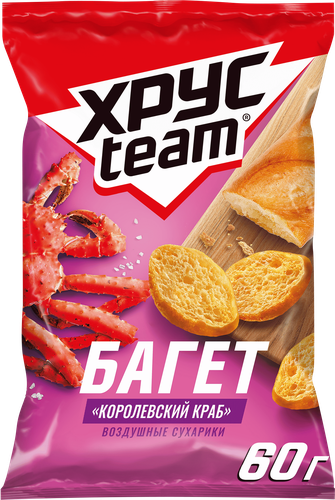 Сухарики ХРУСTEAM багет Королевский краб, 60г, картинка