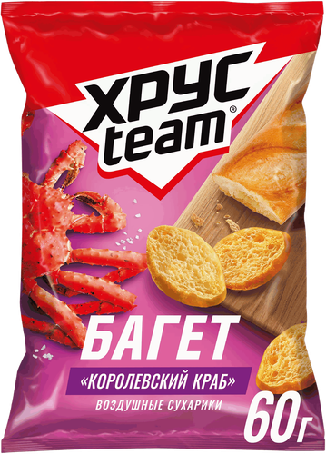 Сухарики ХРУСTEAM багет Королевский краб, 60г, изображение