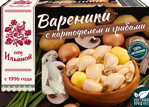 Вареники ОТ ИЛЬИНОЙ с картофелем и грибами, 450г, изображение