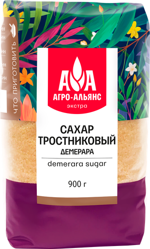 Сахар коричневый АГРО-АЛЬЯНС Экстра Demerara нерафинированный, 900г, фотография