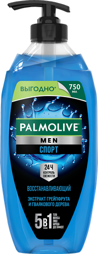 Гель для душа мужской PALMOLIVE Men Спорт Восстанавливающий 3в1, 750мл, крупный план