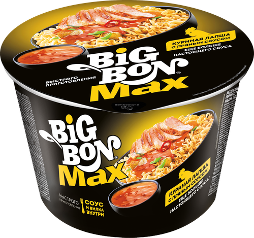 Лапша BIGBON с пряным соусом с курицей, 95г, детальное фото
