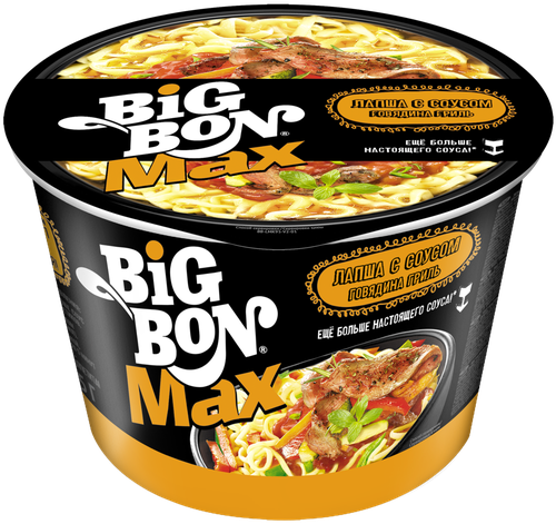 Лапша BIGBON с соусом говядина гриль, 95г, крупный план
