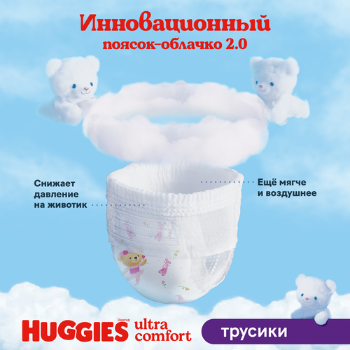Подгузники-трусики для девочек HUGGIES 4 9–14кг, 52шт, изображение