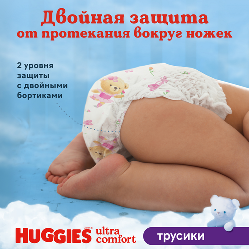 Подгузники-трусики для девочек HUGGIES 4 9–14кг, 52шт, фотография