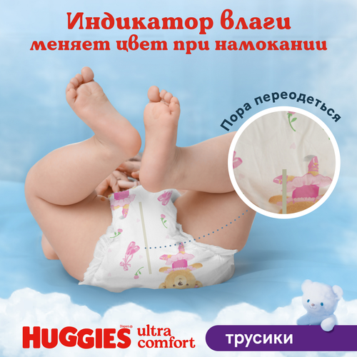 Подгузники-трусики для девочек HUGGIES 4 9–14кг, 52шт, изображение