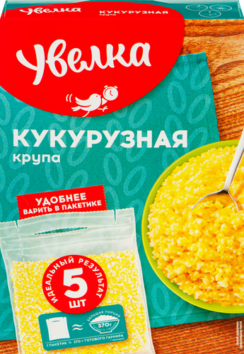 Крупа кукурузная УВЕЛКА в пакетиках, 5х80г, вид