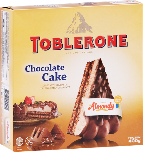 Торт замороженный ALMONDY Миндальный с кусочками Toblerone, 400г, крупный план
