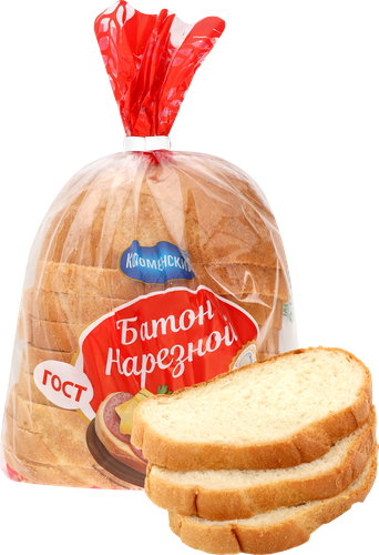 Батон КОЛОМЕНСКОЕ Нарезной, высший сорт, в нарезке, половинка, 200г, детальное фото