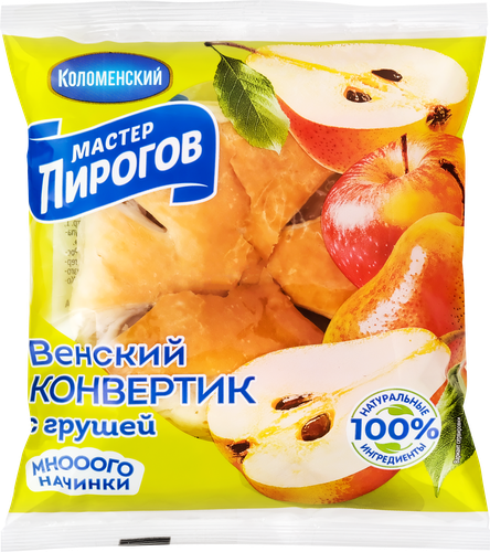 Конвертик слоеный МАСТЕР ПИРОГОВ Венский с грушевой начинкой, 70г, вид
