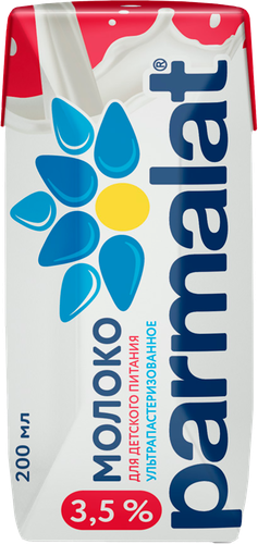 Молоко ультрапастеризованное для питания детей PARMALAT 3,5%, без змж, 200мл, крупный план