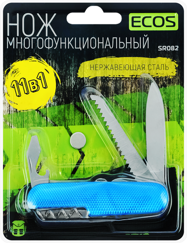 Нож туристический многофункциональный ECOS 11в1, Арт. 325130, фотография
