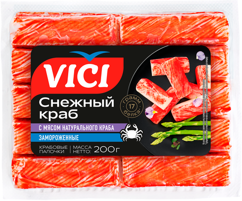 Крабовые палочки VICI с мясом натурального краба, 200г, фото