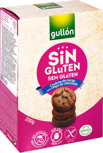 Печенье безглютеновое GULLON Cookies with chocolate chips, с кусочками шоколада, 200г, фото