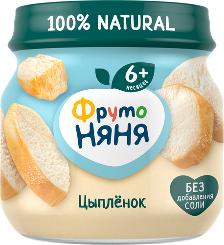 Пюре мясное ФРУТОНЯНЯ Цыпленок, с 6 месяцев, 80г, крупный план