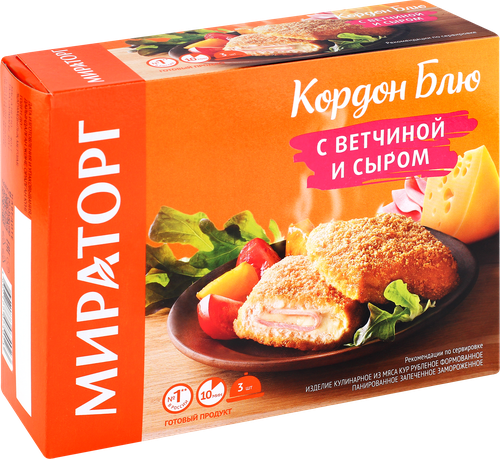 Кордон Блю МИРАТОРГ с ветчиной и сыром, 405г, изображение